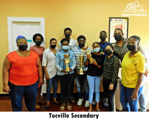 Tucville Secondary School students who took the 1st place prize at the VYC robotics competition.